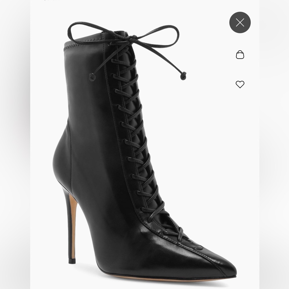 Lace up high heel booties